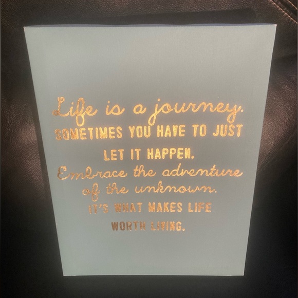 Wall Art - Blue canvas with“Life is a journey” Message in Gold Lettering - Picture 1 of 11